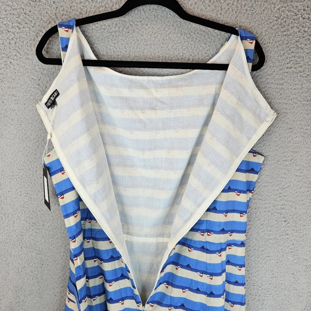 Pretty Vacant Dress Sz XL Nautical Print All Cotton Lined Lightweight Womens - Picture 10 of 13